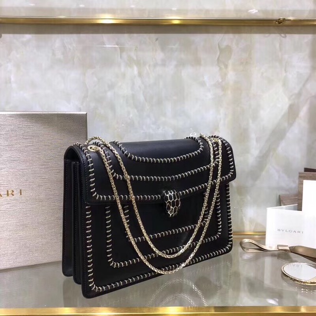 BVLGARI Medium Shoulder Bag Calfskin Leather BG22890 black