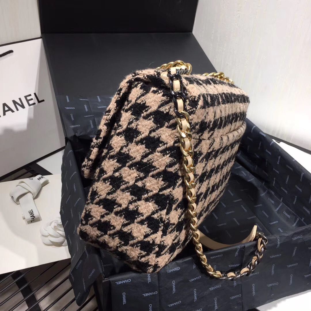 Chanel Original Flap Bags Houndstooth A3269 Black&Beige