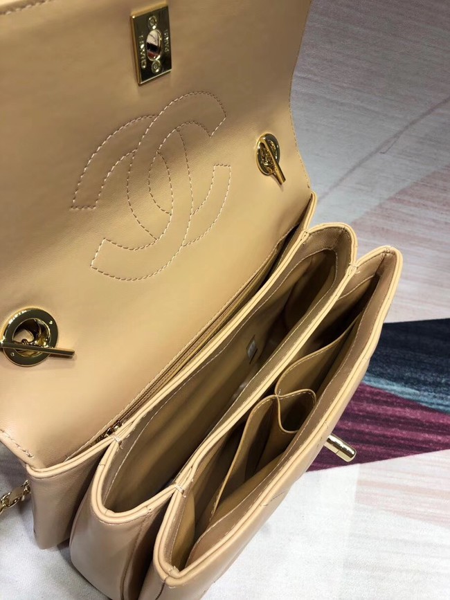 Chanel CC original lambskin top handle flap bag A92236 apricot&Gold-Tone Metal