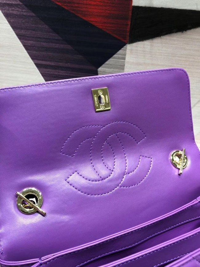 Chanel CC original lambskin top handle flap bag A92236 purple&Gold-Tone Metal