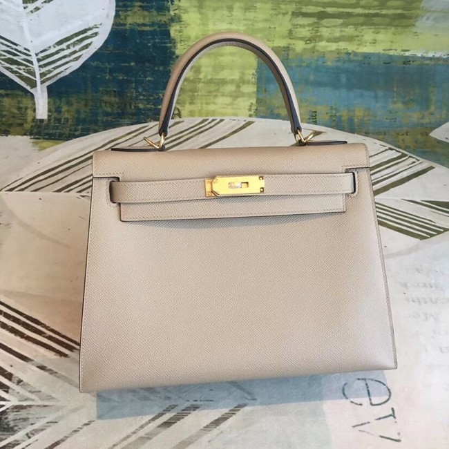 Hermes original Kelly Epsom Leather KL32 Beige