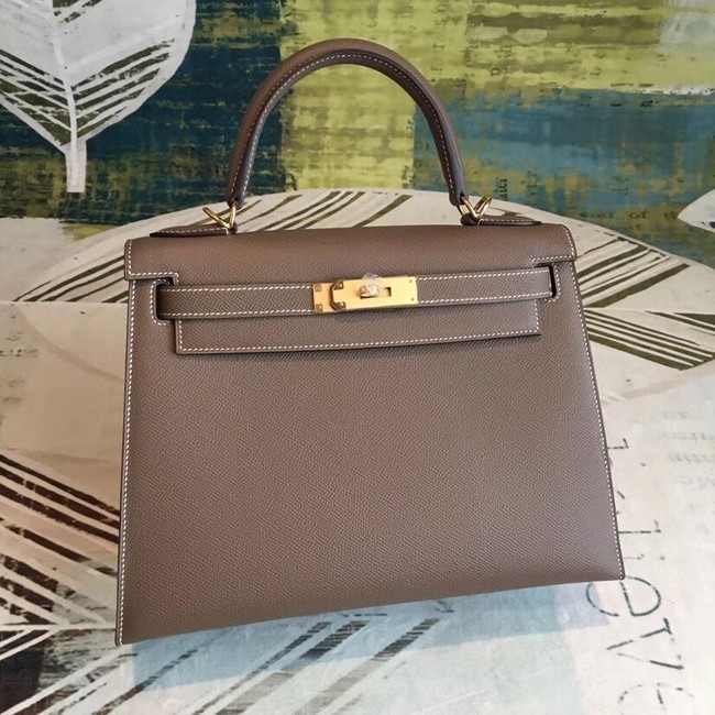 Hermes original Kelly Epsom Leather KL32 dark grey