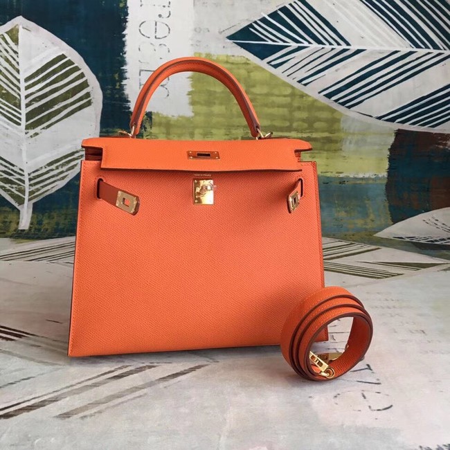 Hermes original Kelly Epsom Leather KL32 orange