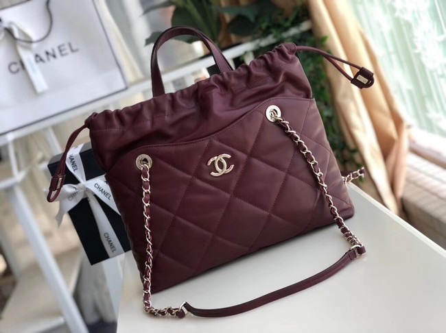 Chanel Classic Sheepskin Leather Shopping bag AS0985 red