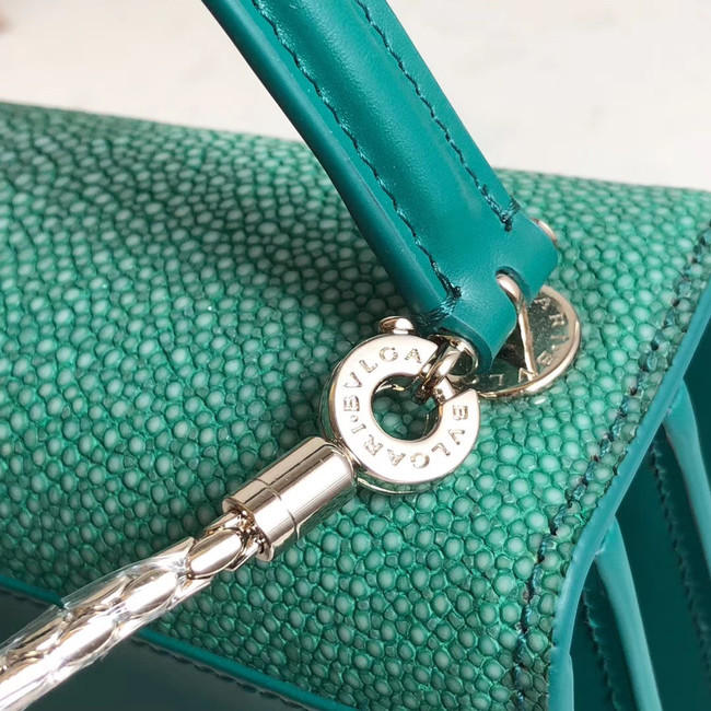 Bvlgari Serpenti Forever Pearl fish skin&Calfskin Leather small crossbody bag 288687 green