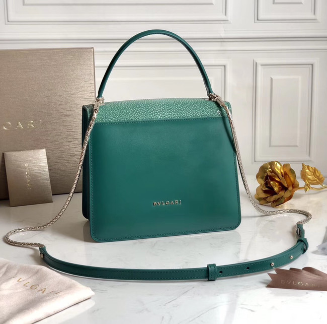 Bvlgari Serpenti Forever Pearl fish skin&Calfskin Leather small crossbody bag 288687 green