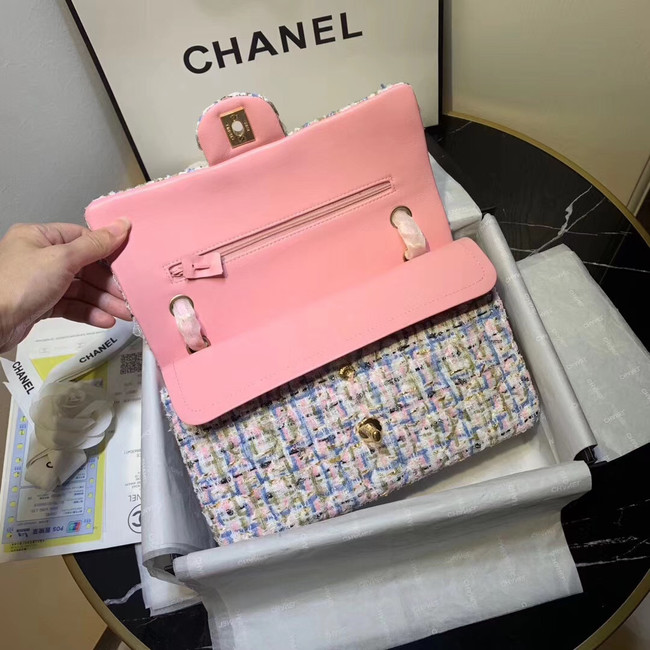 CHANEL Tweed Calfskin -Tone & Gold-Tone Metal 1112 pink