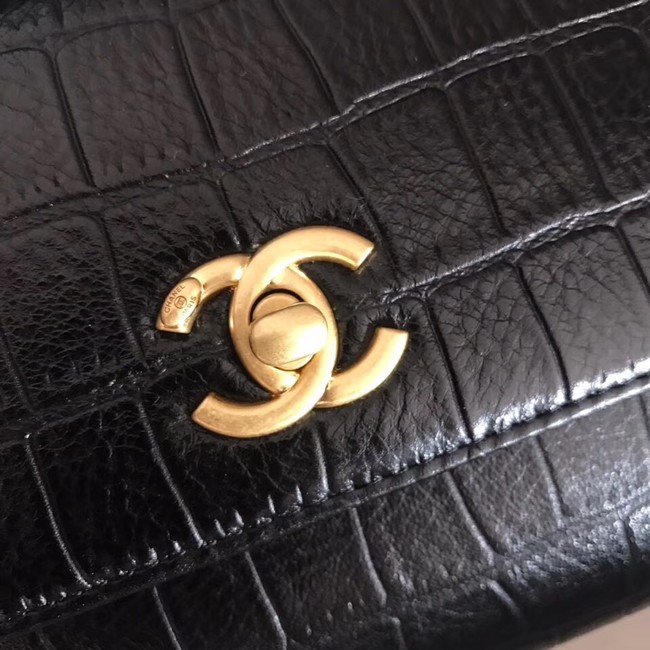 Chanel original Calfskin flap bag top handle A92290 black &gold-Tone Metal