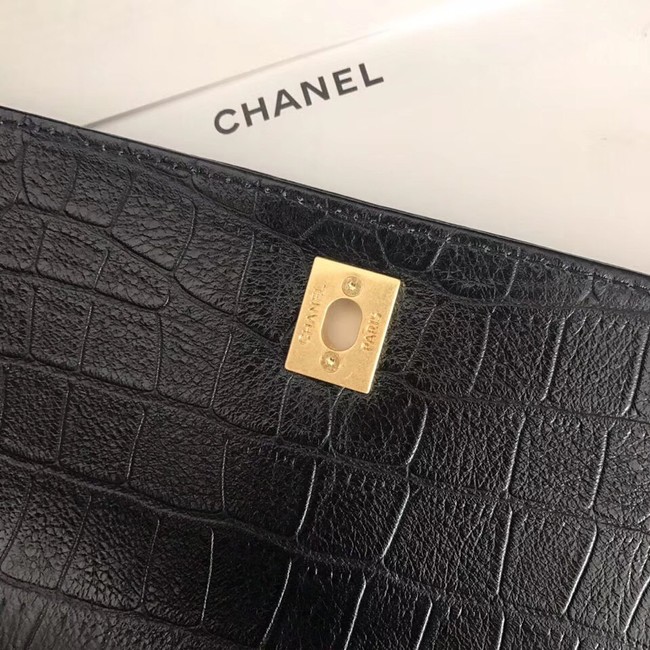 Chanel original Calfskin flap bag top handle A92292 black &gold-Tone Metal