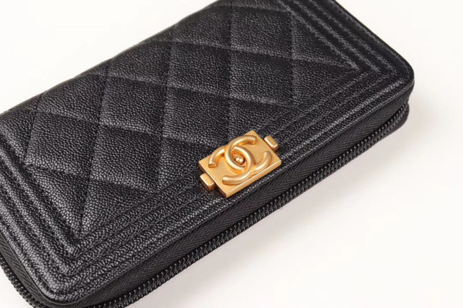 Chanel Calfskin Leather & Gold-Tone Metal Wallet A80566 black