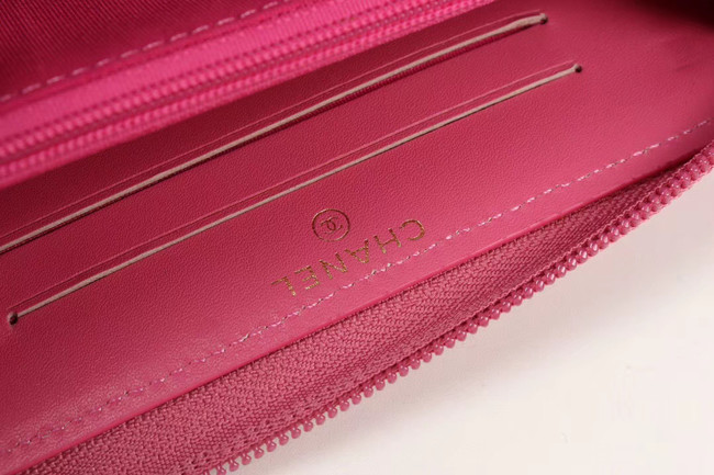 Chanel Calfskin Leather & Gold-Tone Metal Wallet A80566 rose