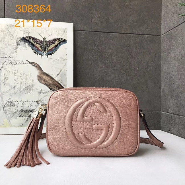 Gucci Soho Calfskin Leather Disco Bag 308364 pink