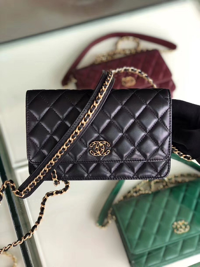 Chanel Original Leather Chain Wallet AP0724 black