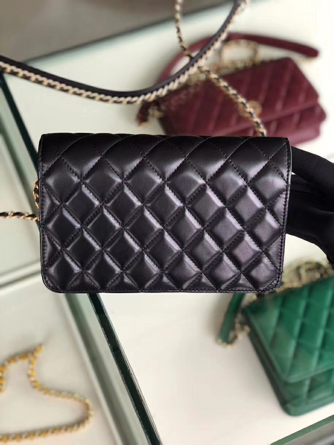 Chanel Original Leather Chain Wallet AP0724 black