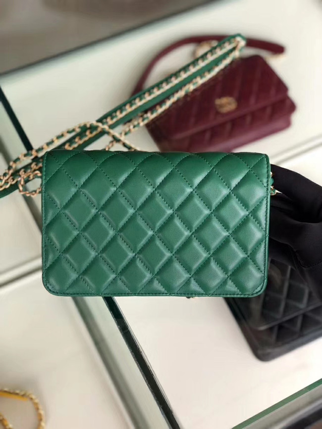 Chanel Original Leather Chain Wallet AP0724 green