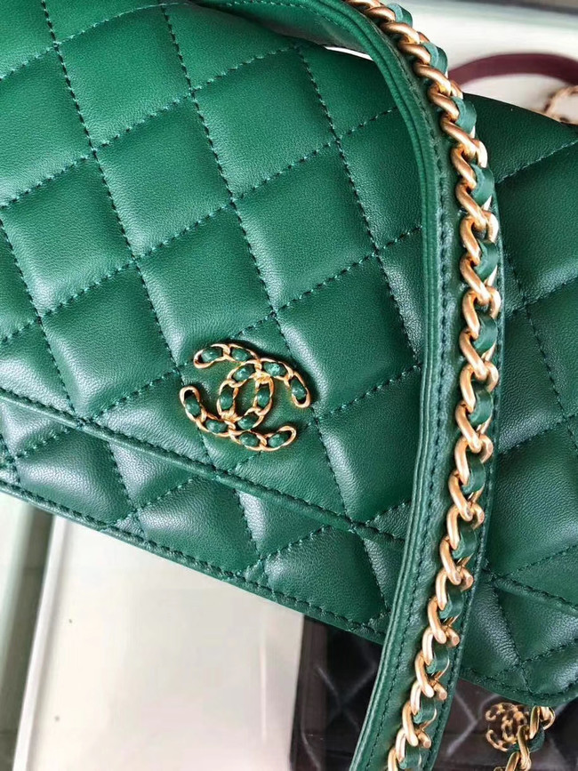Chanel Original Leather Chain Wallet AP0724 green