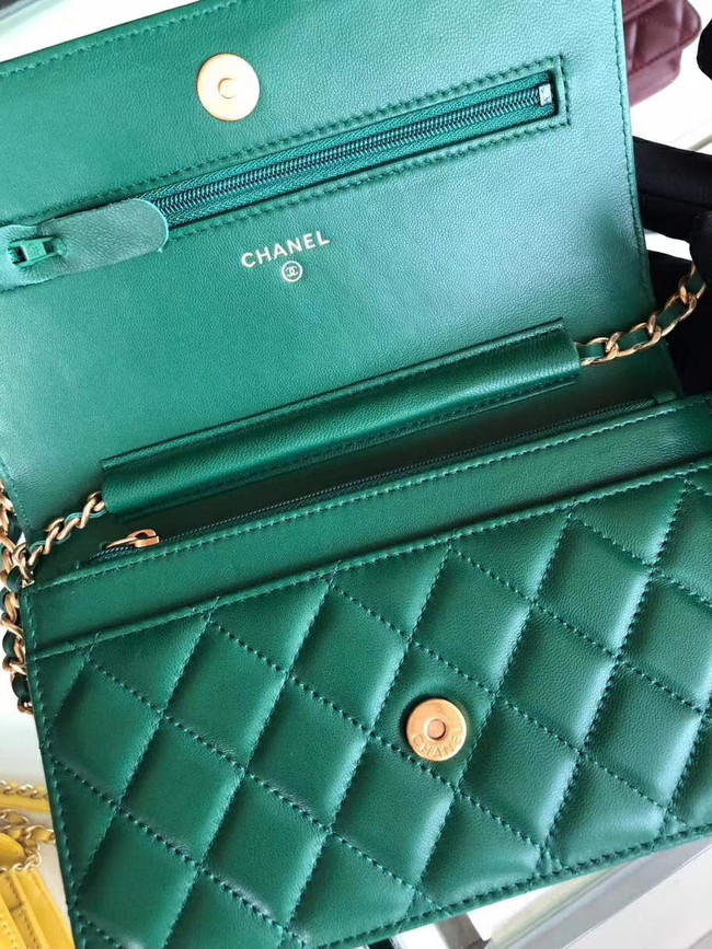 Chanel Original Leather Chain Wallet AP0724 green