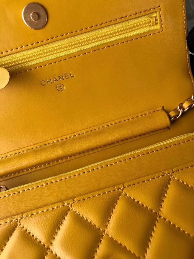 Chanel Original Leather Chain Wallet AP0724 yellow