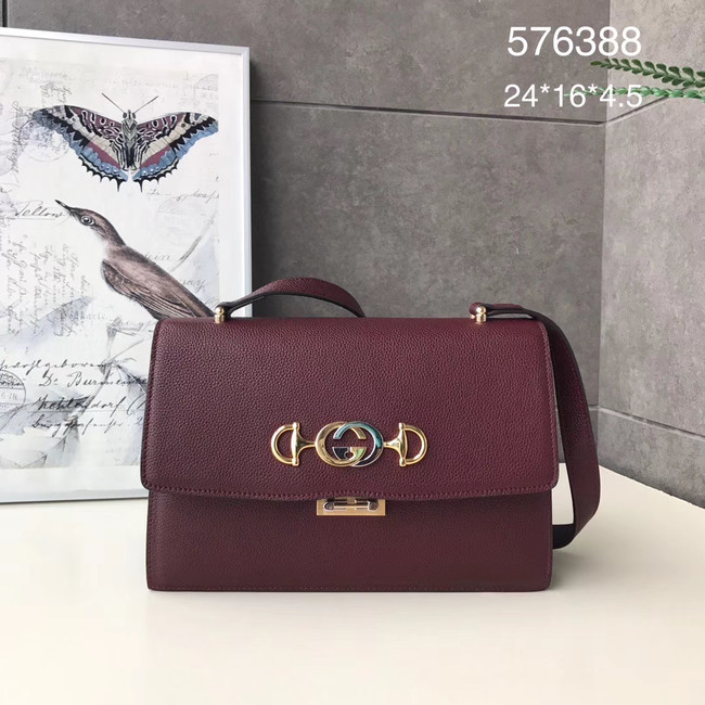 Gucci GG Leather Shoulder Bag A576388 Purplish