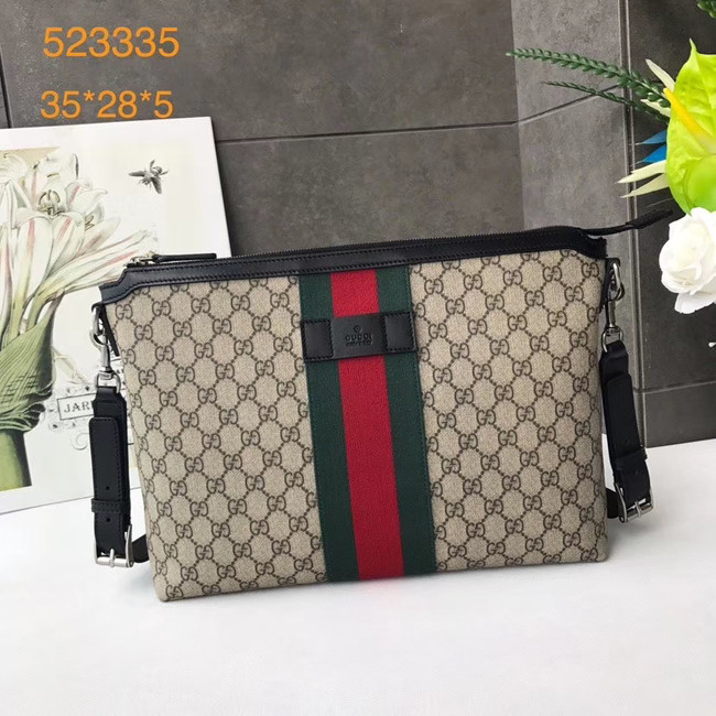 Gucci GG Supreme canvas shoulder bag 523335 apricot