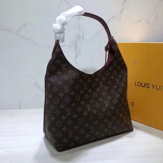 Louis Vuitton Monogram Canvas Flower Hobo Original Leather Bag M43547 Caramel