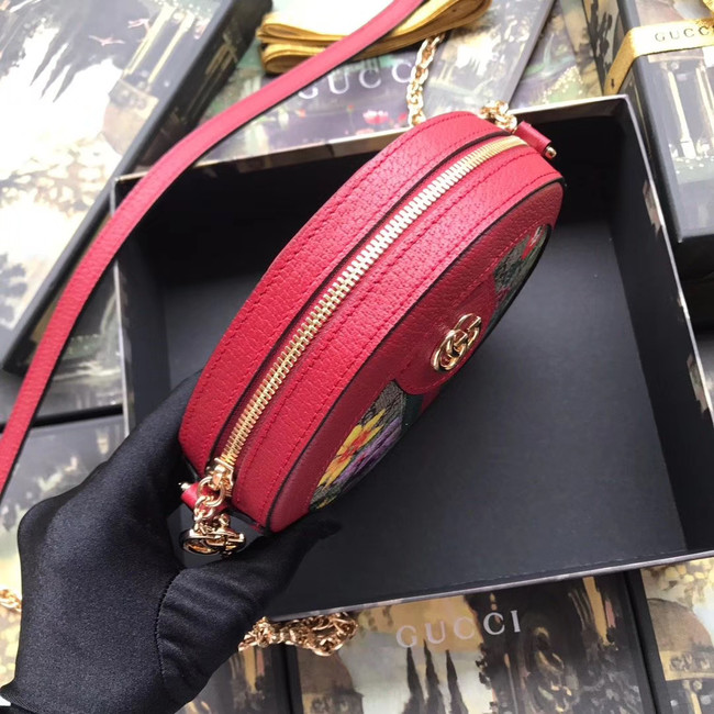 Gucci Ophidia series GG flower round Mini Shoulder Bag 550618 red