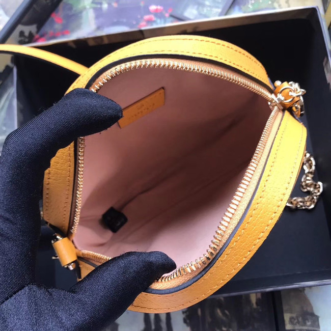 Gucci Ophidia series GG flower round Mini Shoulder Bag 550618 yellow