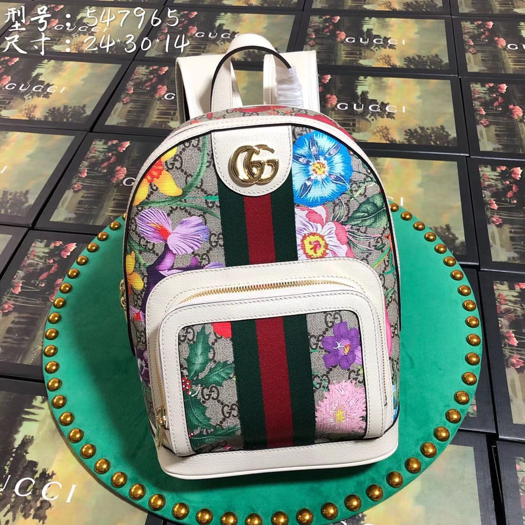 Gucci Ophidia series GG flower small backpack 547965 white