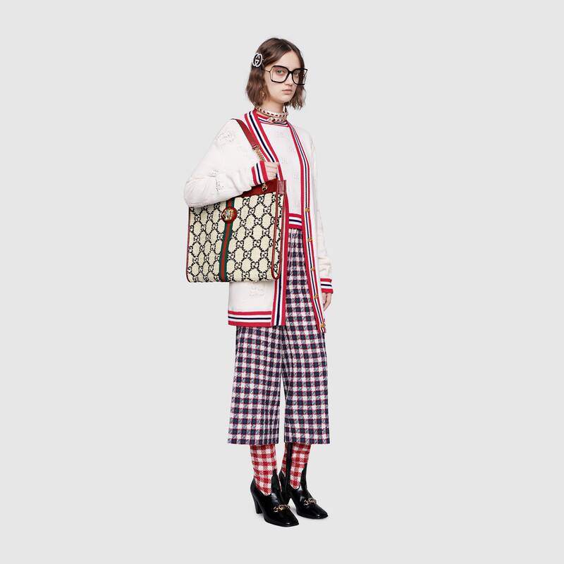 Gucci Rajah GG tweed large shopping bag 537219 white