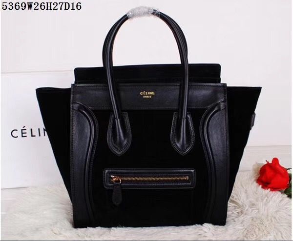 Celine Luggage Micro Tote Bag Original Suede Leather CL5369 Black