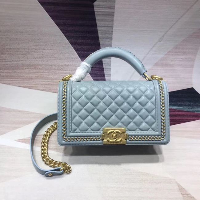 Chanel Leboy Original Calfskin leather Shoulder Bag H67086 light blue & gold -Tone Metal