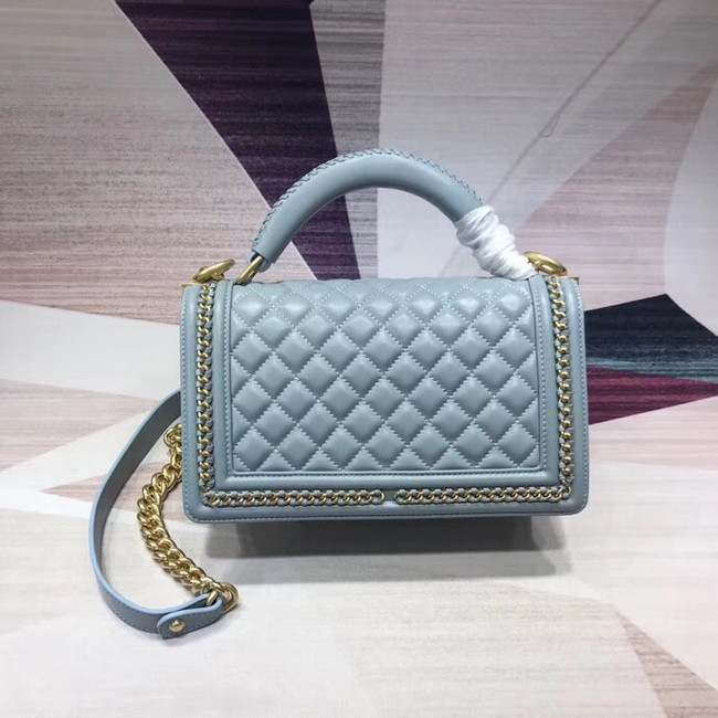 Chanel Leboy Original Calfskin leather Shoulder Bag H67086 light blue & gold -Tone Metal