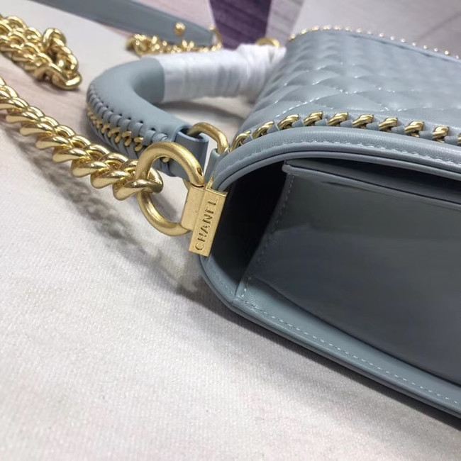 Chanel Leboy Original Calfskin leather Shoulder Bag H67086 light blue & gold -Tone Metal