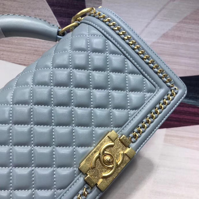 Chanel Leboy Original Calfskin leather Shoulder Bag H67086 light blue & gold -Tone Metal