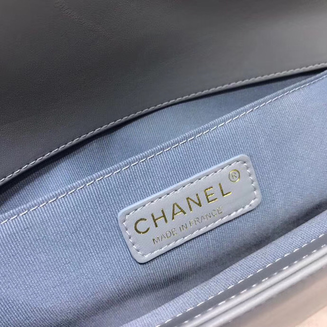 Chanel Leboy Original Calfskin leather Shoulder Bag H67086 light blue & gold -Tone Metal