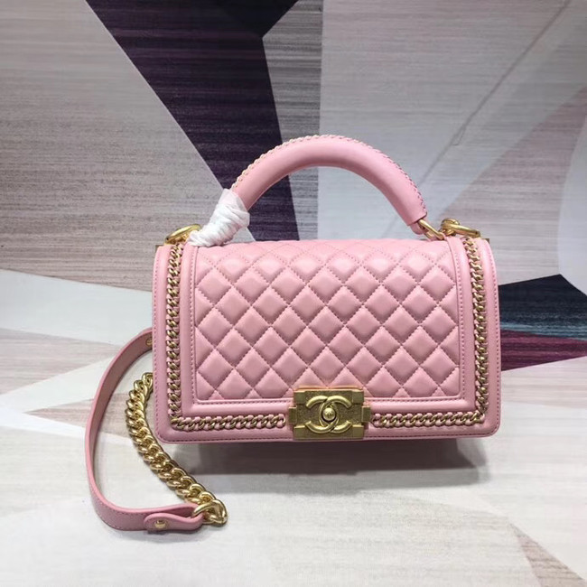 Chanel Leboy Original leather Shoulder Bag H67086 pink & gold -Tone Metal