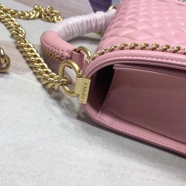 Chanel Leboy Original leather Shoulder Bag H67086 pink & gold -Tone Metal