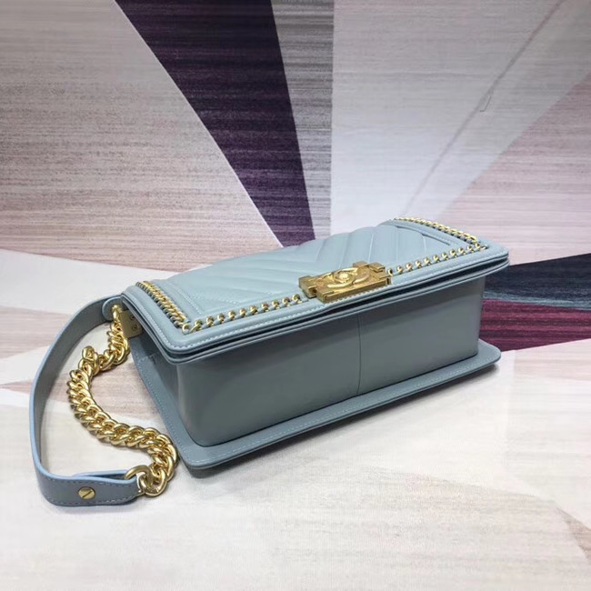 Chanel Leboy Original leather Shoulder Bag V67086 light blue & gold -Tone Metal