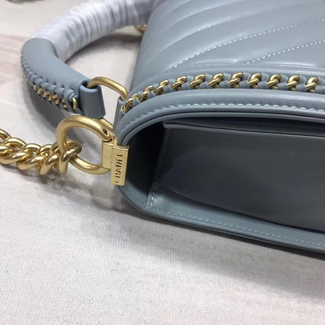 Chanel Leboy Original leather Shoulder Bag V67086 light blue & gold -Tone Metal