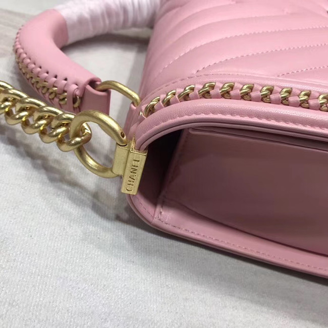 Chanel Leboy Original leather Shoulder Bag V67086 pink & gold -Tone Metal