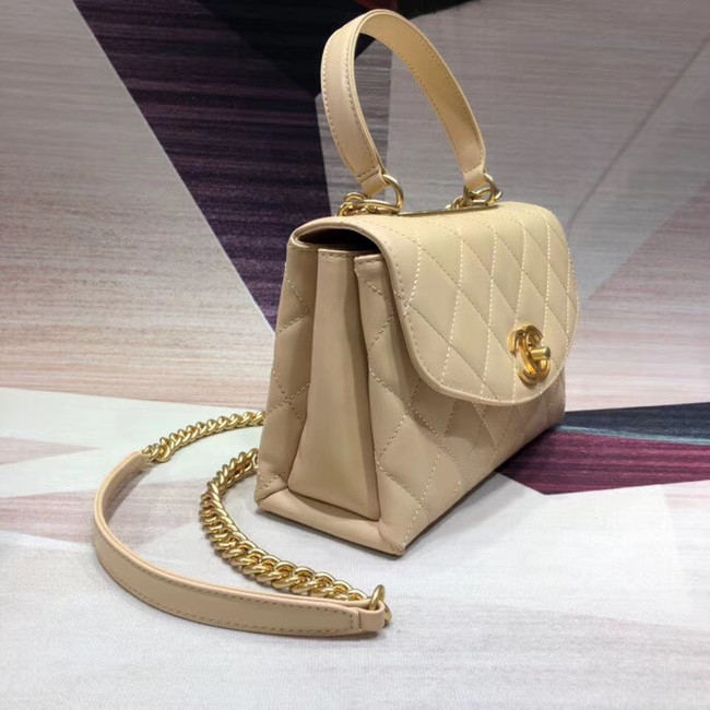 Chanel flap bag with top handle Lambskin & Gold-Tone Metal AS1174 Cream