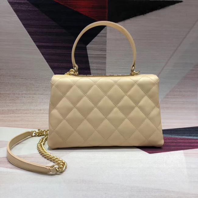 Chanel flap bag with top handle Lambskin & Gold-Tone Metal AS1174 Cream