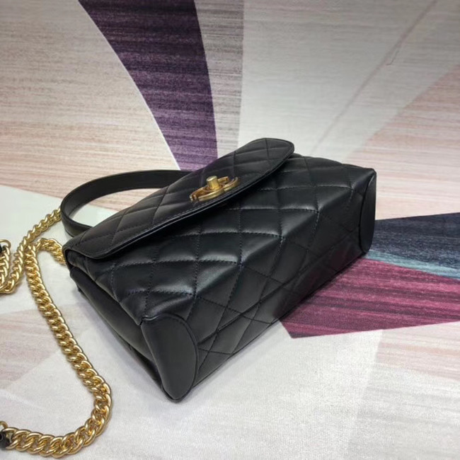 Chanel flap bag with top handle Lambskin & Gold-Tone Metal AS1174 black