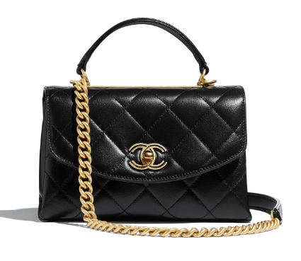 Chanel flap bag with top handle Lambskin & Gold-Tone Metal AS1174 black