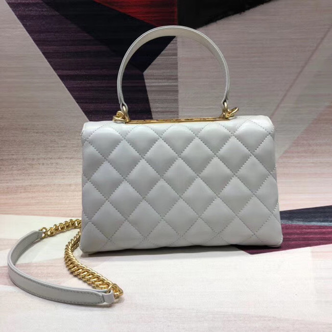 Chanel flap bag with top handle Lambskin & Gold-Tone Metal AS1174 white  