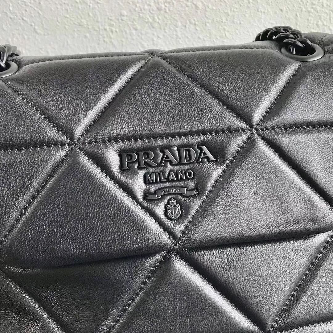 Prada Original Lambskin Leather Shoulder Bag 1BD233 Black