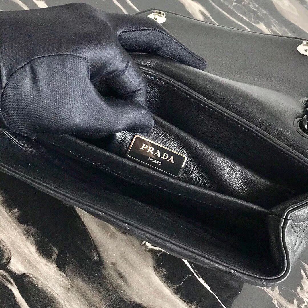 Prada Original Lambskin Leather Shoulder Bag 1BD233 Black