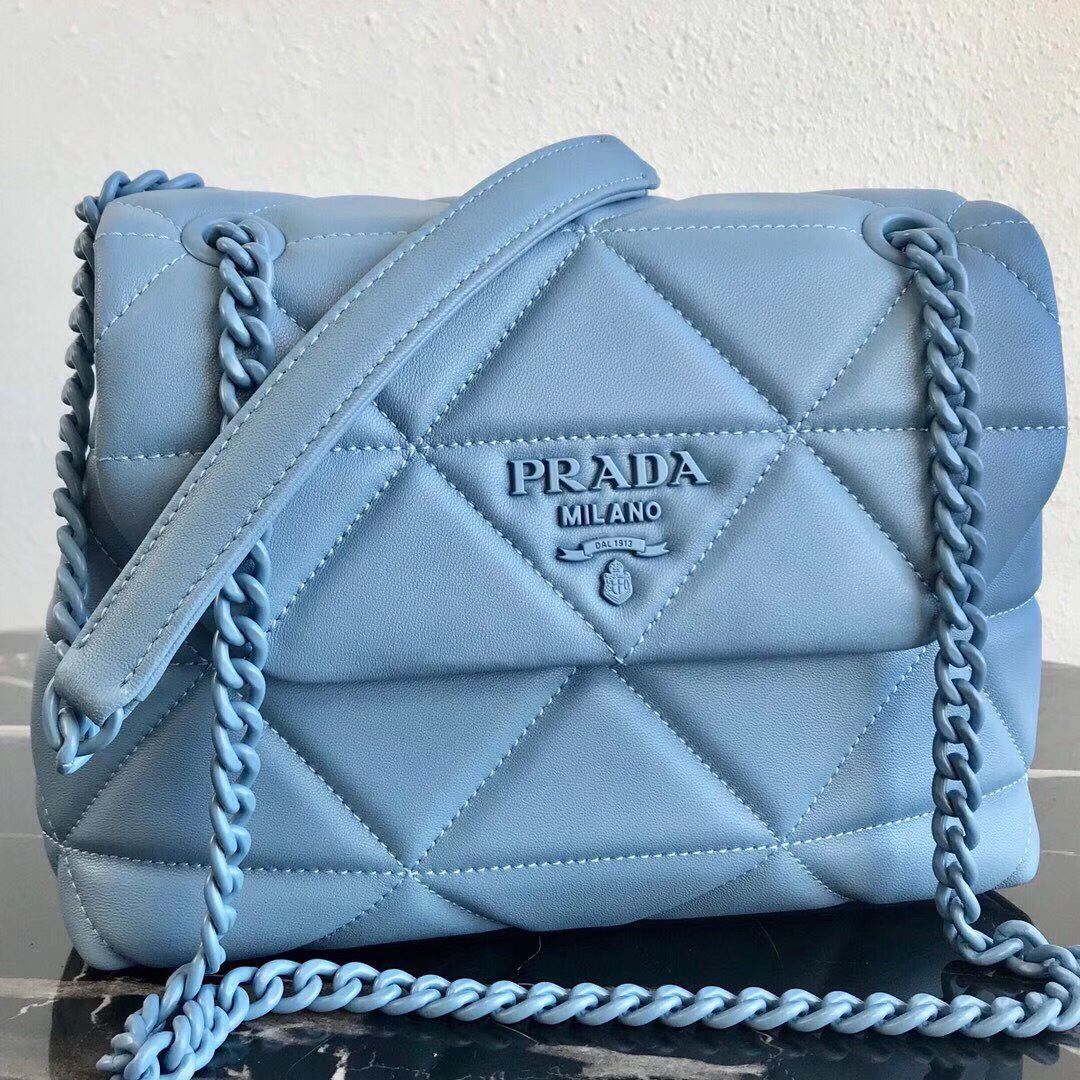 Prada Original Lambskin Leather Shoulder Bag 1BD233 Blue