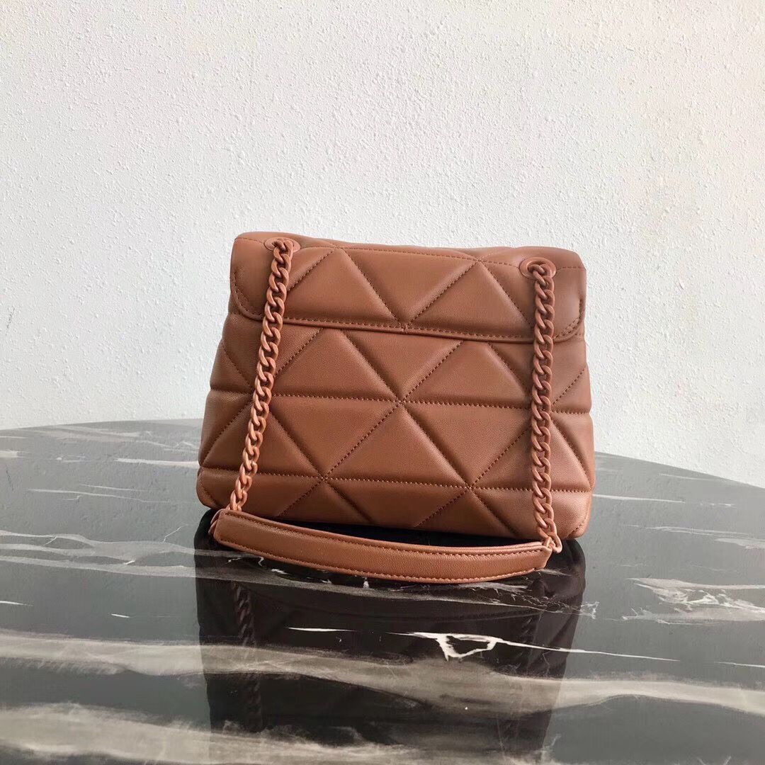 Prada Original Lambskin Leather Shoulder Bag 1BD233 Brown