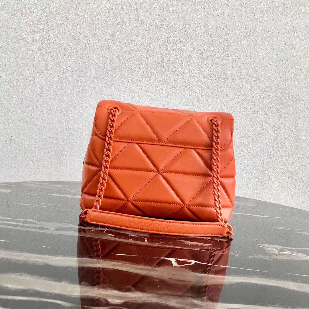 Prada Original Lambskin Leather Shoulder Bag 1BD233 Orange